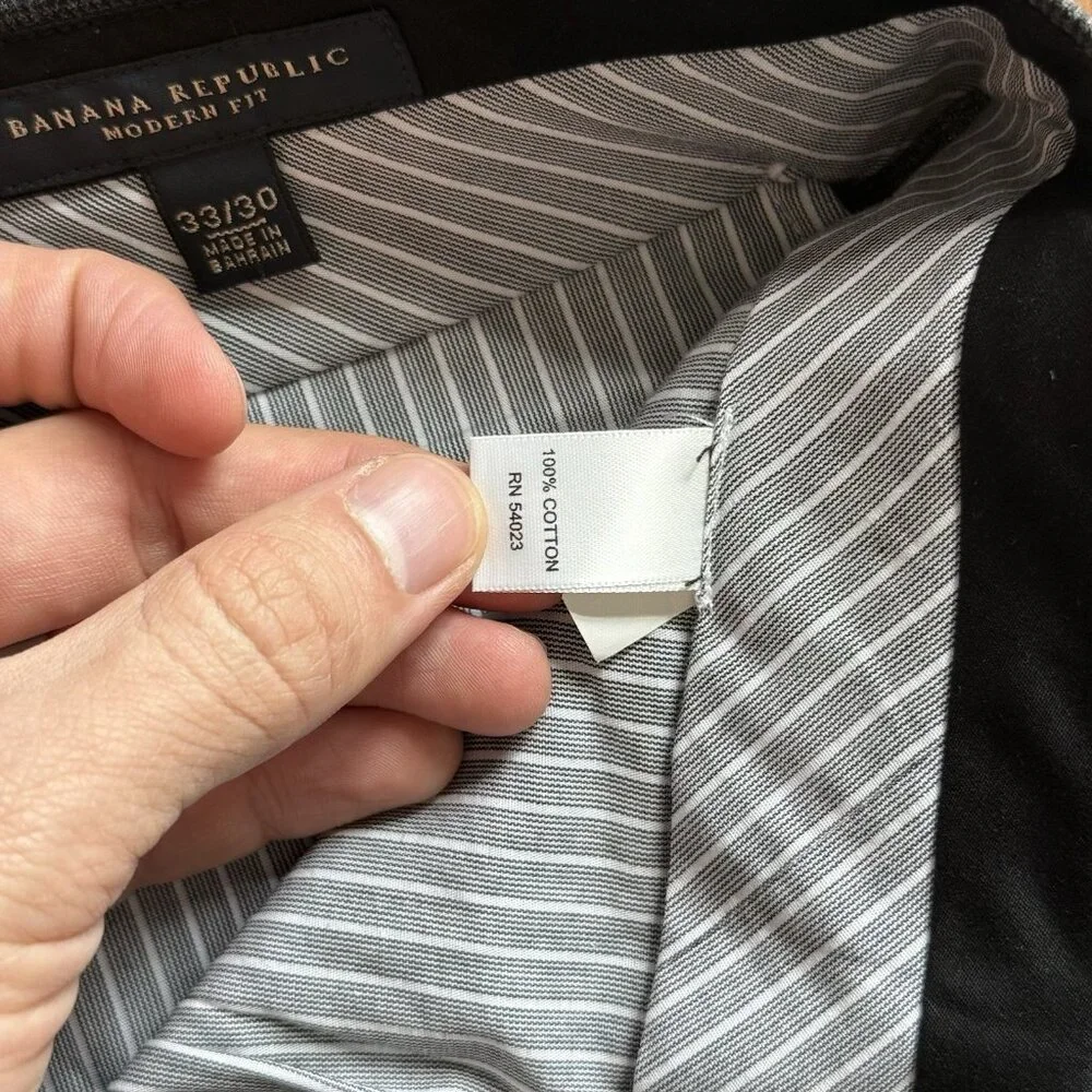Banana Republic Dress Pants Mens 33X30 Gray 100% Cotton Modern Fit‎ Office Event
